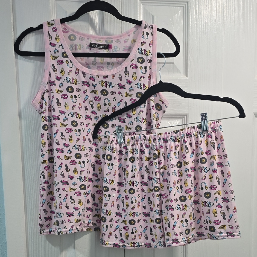 ANDREA Kids Pink Pajama Set Sleeveless Tank and Shorts